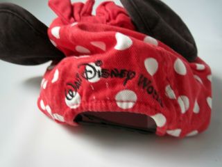 Disney Minnie Mouse Youth Size Baseball Cap Hat Red Polka Dot Ears Kids Girls 3