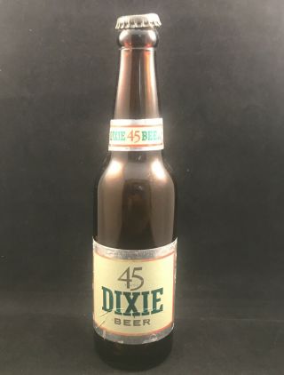 Vintage Dixie 45 Beer Bottle 12oz Paper Label Orleans With Bottlecap