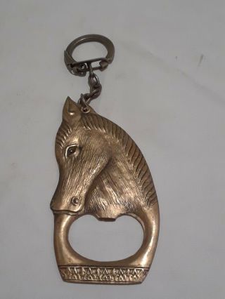 Vintage Antique Horse Head Key Chain Brass Bottle Opener