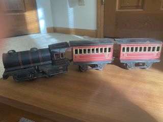 Vintage German Wind Up Tin Toy Train Set