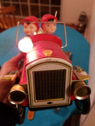 Vintage China Made Mechanical Battery Operated Litho Tin Toy Fire Truck