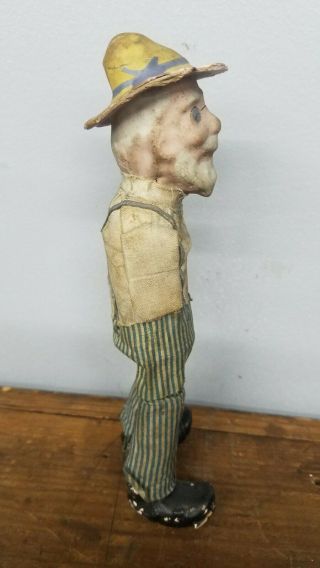 Vintage Paper Mache Squeak Toy Bearded Man Farmer German? 2