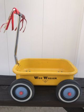 Vintage Amf Wee Wagon Metal Yellow Childs Toy Olney Illinois Usa Great Shape