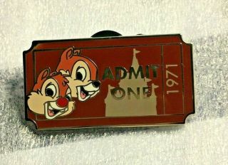 Chip Dale Wdw Admit One 1971 Ticket Pin Walt Disney World Admission Castle Pwp