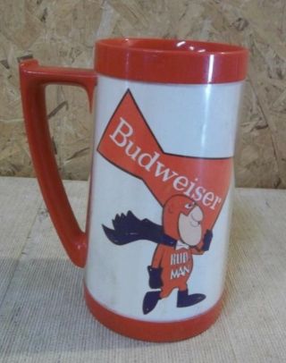 Vintage Budweiser Beer Budman Plastic Thermo - Serv Beer Light Stein Mug Bud Man