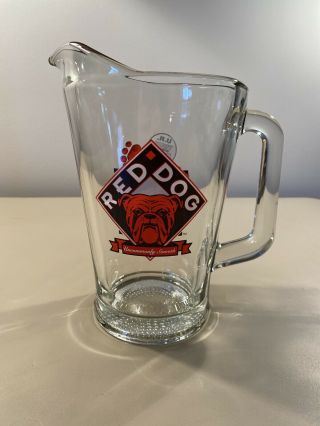 1995 Red Dog Beer Plank Road Brewery Glass Pitcher Vintage Ur Your Own Dog 2a