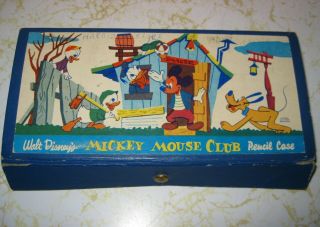 Vintage Walt Disney Mickey Mouse Club Pencil Case,  1950 