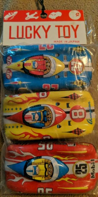 Lucky Toy Tin Race Car Pack Of 3 Rare Vintage 1960 