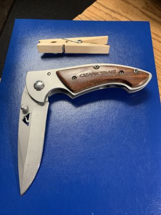 Knife,  Folding Knife,  Ozark Trail,  Wood And Stainless In Great Shape