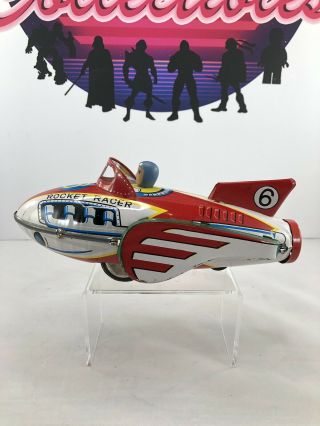 Vintage Friction Tin Toy Space Ship Rocket Racer Mf 735 Made In China 60 