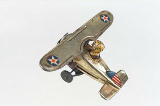 Vintage Line Mar Toys Japan Tin Litho Wind Up Stunt Plane Airplane W/key
