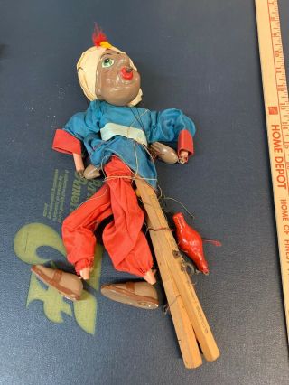 Vintage Marionette String Puppet Indian Man 13 Inches Tall