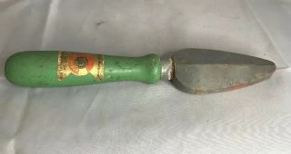 Vintage Carborundum No.  66 Knife Sharpener Niagara Falls Green Handle 7 - 3/8”