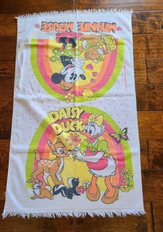 Vintage Walt Disney Minnie Mouse Daisy Duck Beach Bath Towel Usa