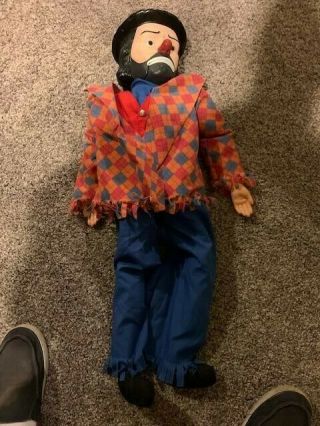 Vintage Emmett Kelly Talking Clown Ventriloquist Doll Hobo