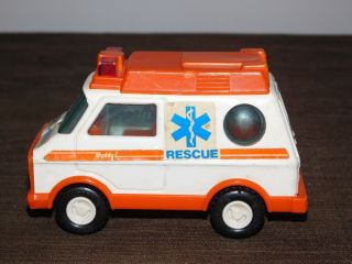 Vintage Toy 4 3/4 " Long Plastic Buddy L Japan Ambulance Rescue Truck
