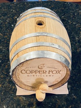 Authentic Mini Wooden Whiskey Barrel Copper Fox Distillery Williamsburg,  Va
