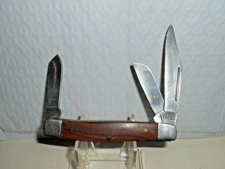 Vintage Colonial Prov Usa Large Stockman Folding Pocket Knife Wood Handles