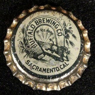 Buffalo •pre - Prohibition• Solid Cork Lined Beer Bottle Cap Sacramento California