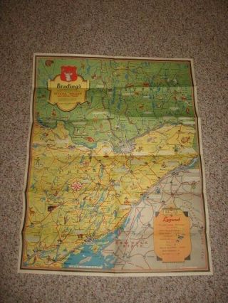 1946 RARE BRADING ' S VACATION MAP OF THE OTTAWA VALLEY AND EASTERN ONTARIO 2