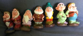Vintage Disney The Seven Dwarfs 5 1/2 " Plastic Squeak Toys All Squeak