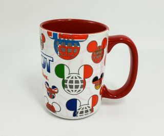 Disney World Epcot Coffee Mug Around The World Flags Mouse Ears Large Cup