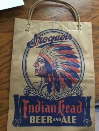 Iroquois Beer And Ale Bag With 3 Beer Coasters C.  1950 