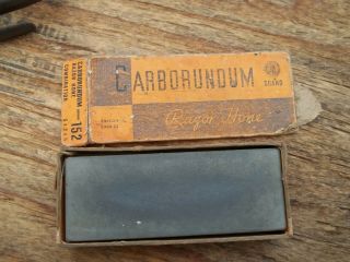 Vintage Carborundum Razor Hone Knife Sharpeneing Stone N Box 152 Sz 5x2x3/4