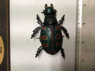 Colorful Antique German Tin Litho Toy Beetle