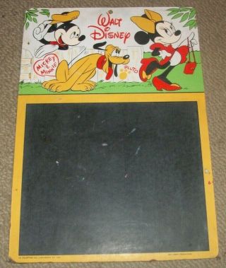 Vintage Walt Disney Productions Mickey & Minnie W/pluto Chalkboard 20 " X14 "
