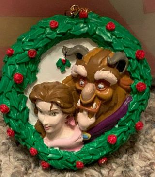 Disney Vintage Beauty And The Beast Belle Wreath Christmas Ornament