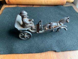 Cast Iron Toy Horse Drawn Buggy With Driver Hubley Arcade 1920 