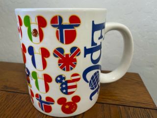 Disney World Epcot Coffee Mug Around The World Flags Mouse Ears Large Cup