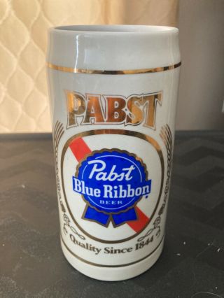 Vintage Pabst Blue Ribbon Beer Stein Mug Made In Brazil