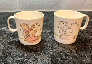 Set Of Two 2 Vintage Walt Disney Productions Winnie The Pooh Plastic Cups Child