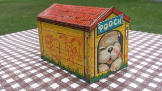 Vintage 1950’s Pooch The Pop Out Pup Tin Litho Dog House Missing Dog