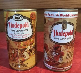 Hudepohl 1975 & 1976 Cincinnati Reds World Champions Commemorative Beer Cans