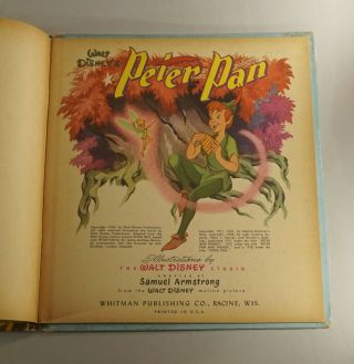 1952 WALT DISNEY PETER PAN HARDCOVER BOOK WHITMAN 7 1/4 