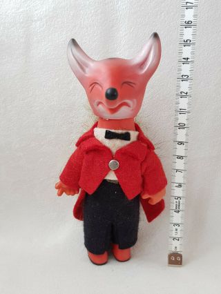 Ultra Rare Vintage Rubber Red Fox Vebki With Fur Tail 1960s