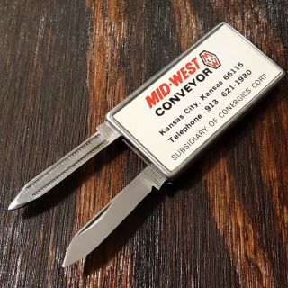 Midwest Conveyor Kansas Advertising Folding Pocket Knife Money Clip Nail File