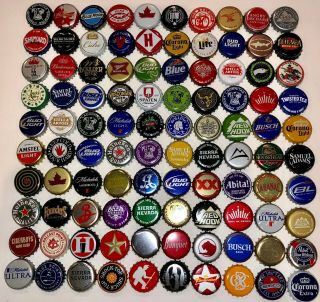 100 Mixed Different - Unbent Craft,  Micro,  Domestic,  Import Beer Bottle Caps