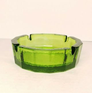 Vintage Federal Glass Thick Green Glass Ashtray Textured Pebbled Mid Century