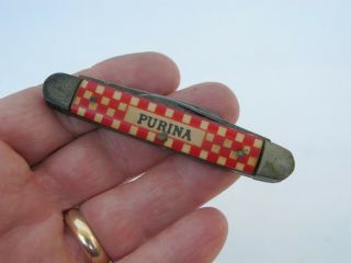 Purina Red/white Checkerboard Pocket Knife - Kutmaster,  Utica
