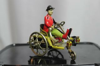Vintage Windup Tin Toy Man On A Bicycle |