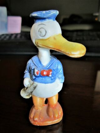 1930s Walt Disney Long Bill Bisque Donald Duck Figure W/horn