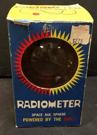 Vintage Radiometer Space Age Sphere Sun Solar Powered Science Toy W/box,  Nr