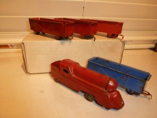 Marx Miniature Pressed Steel 5 - Piece Floor Train Toy