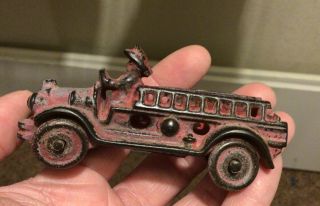 1920s Cast Iron Fire Engine / Ladder Truck Toy In Paint By A C Williams