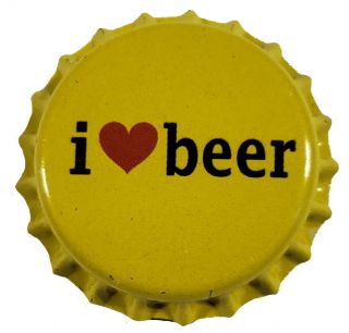 100 Yellow Homebrew Beer Bottle Caps I Heart Beer Home Brewing Crown Caps