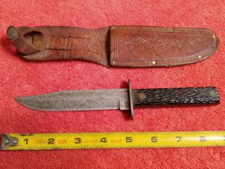 1956 - 1988 Imperial Usa Prov.  R.  I.  Fixed Blade Knife & Leather Sheath